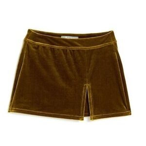 NWT Tractr Gold Velvet Skort with Front Slit